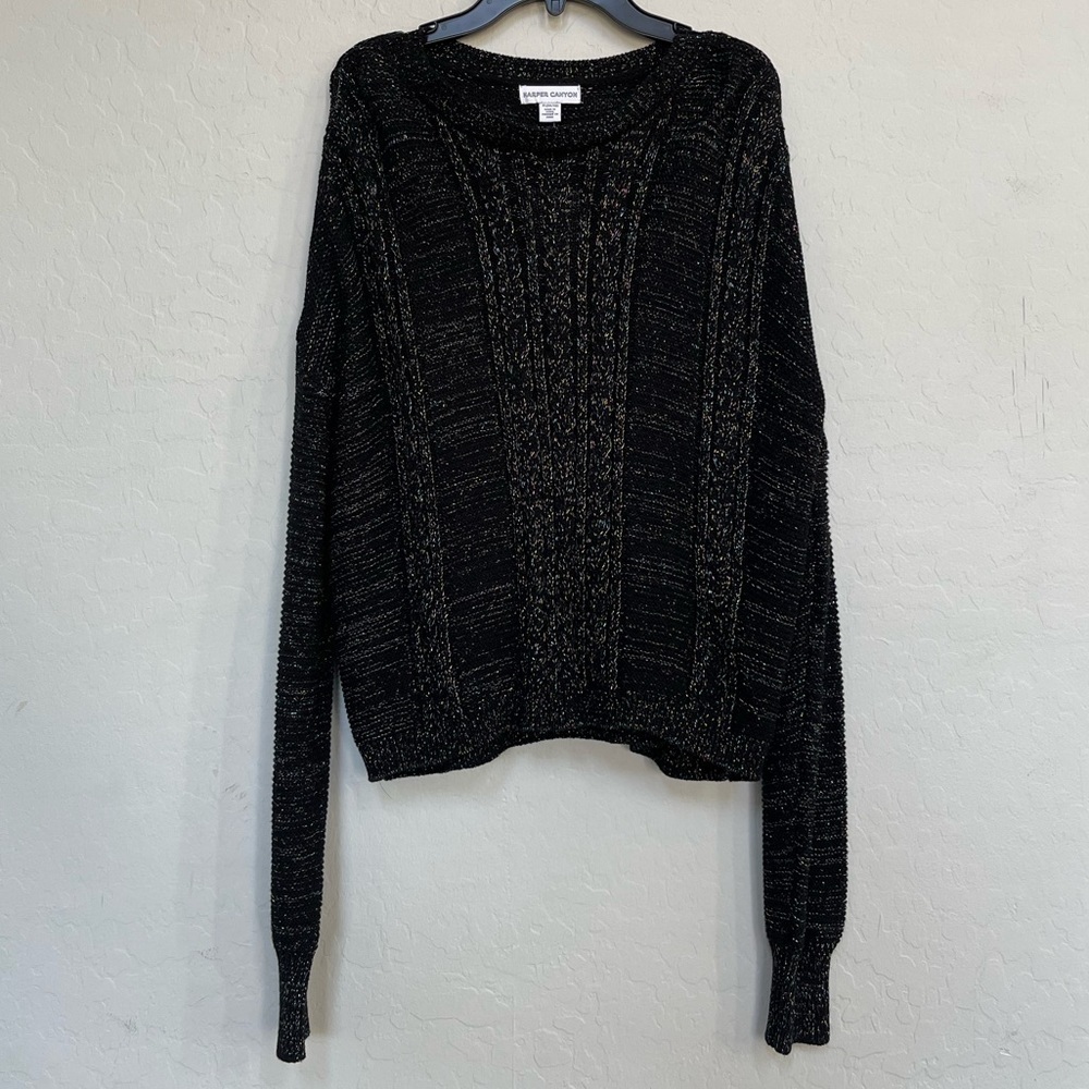 New Girls Harper Canyon black sparkle holiday sweater size XL